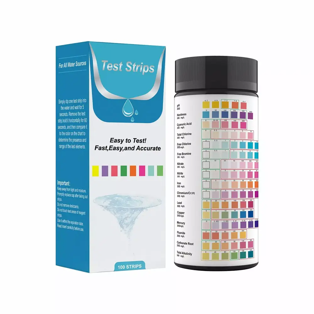 100Pcs Drinking Water Test Water Quality Test Paper Swimming Pool Water Test Strips 16 In 1 Water Tester With Hardness Ph Total Alkalinity Iron And More Pool Te