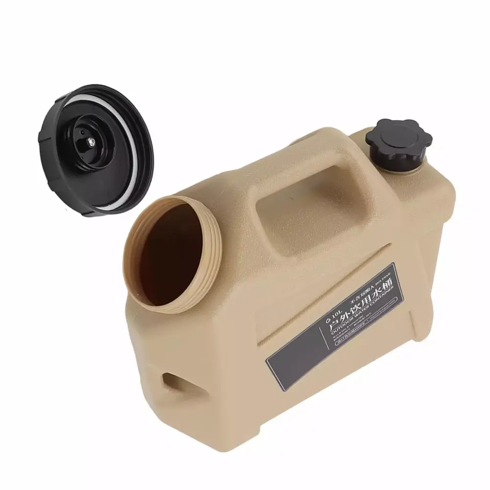 10L Portable Water Storage Bucket with Spigot for Outdoor Camping - Shine Trip Multifunctional Household Water Container (Khaki)