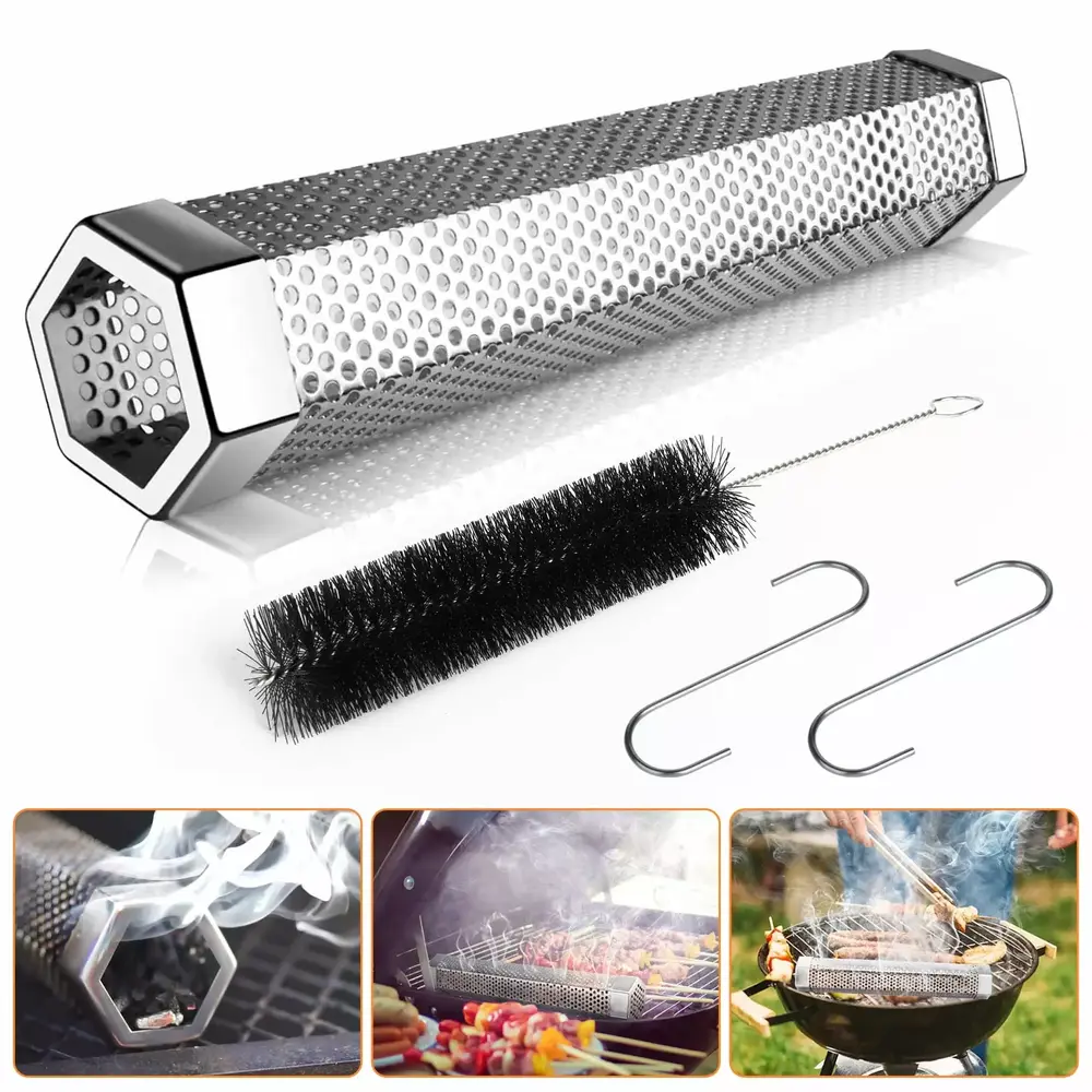 12 Premium Pellet Smoker Tube for All Grill or Smoker. Hot or Cold Smoking. 5 Hours of Billowing Smoke. Stainless Steel Wood Charcoal Tube Smoke. an Easy and Safe Way to Provide Smoking