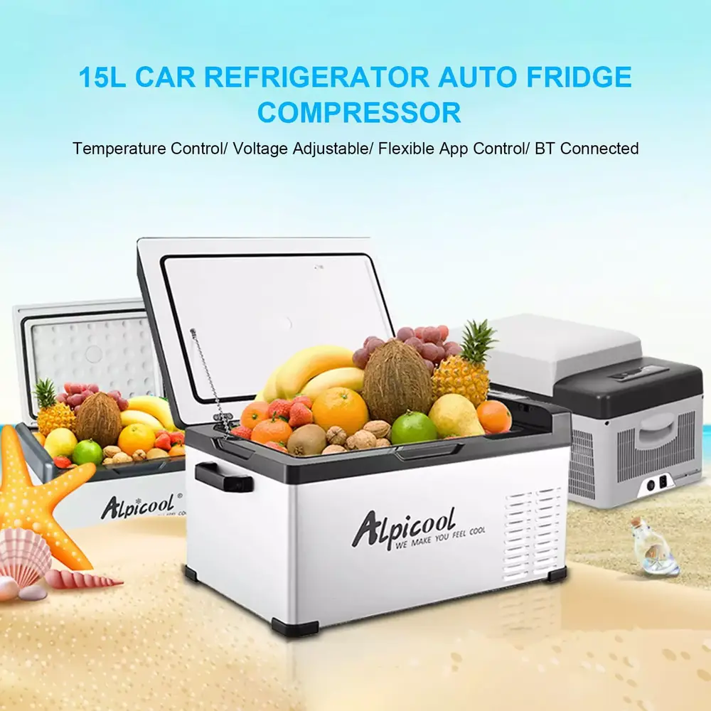 6588 12/24V 15L Car Refrigerator Freezer Icebox Cooler Auto Fridge Compressor BT Connected App Control/ 3 Levels Voltage Adjustable/ LED-Digital Display for Activities Picnic Camping - Image 2