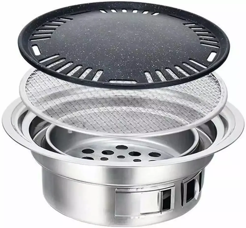 16 Multifunctional Charcoal Barbecue Grill. Korean Barbecue Grill Travel-friendly Stainless Steel Non-stick Charcoal Stove for Outdoor Camping BBQ Grill. Travel-friendly Houtilizehold Non-stick Round Barbecue Grill