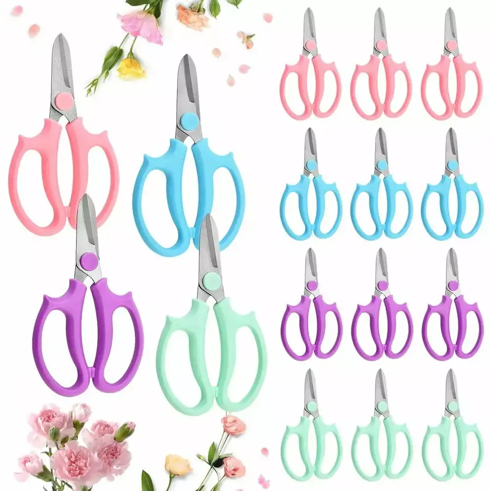 16 Pcs Garden Flower Scissors. Stainless Steel Floral Shears with Cozy Handles. Garden Pruning Shears. Flower Trimming Tools. Garden Clippers for Flower Arrangement. Fruit Picking