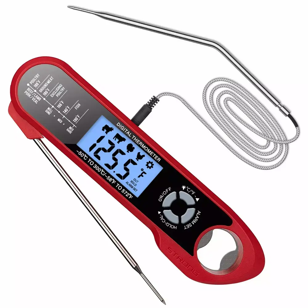 2 in 1 Dual Probe Instant Read Food Meat Thermometers for Kitchen Cooking Oven Grilling with Function Backlight Waterproof