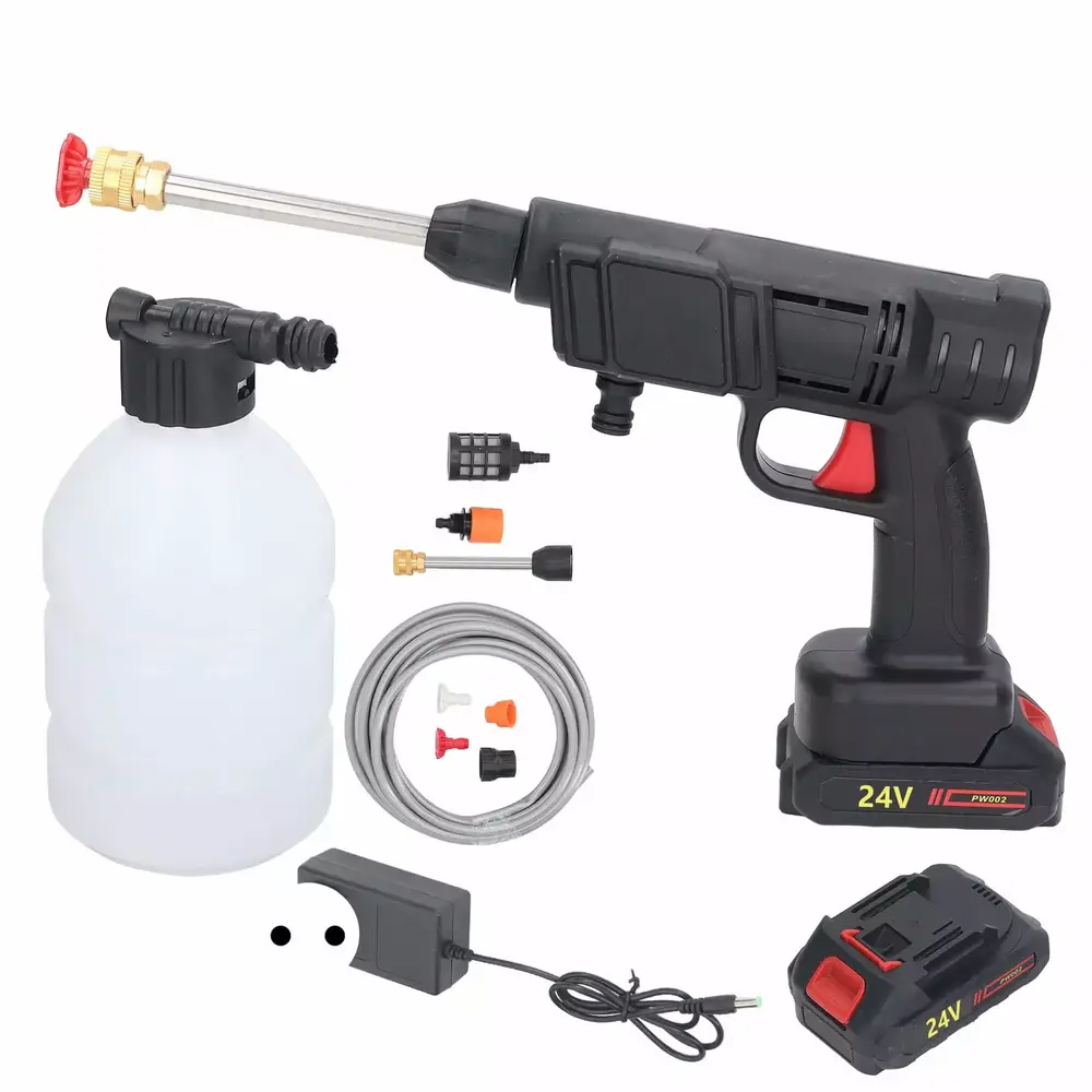 2024 450PSI Cordless Pressure Washer with Spray Nozzle Lithium Battery Cleaning High Pressure Washer Water Gun EU Plug 100 240V