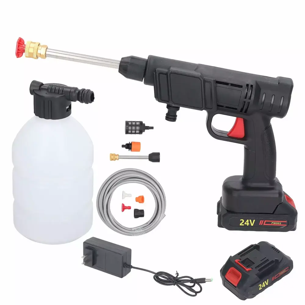 2024 450PSI Cordless Pressure Washer with Spray Nozzle Lithium Battery Cleaning High Pressure Washer Water Gun US Plug 100 240V