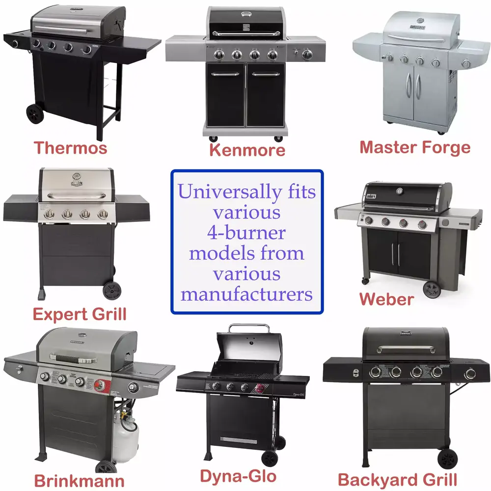 Set of 4 Universal Stainless Steel Burners for Bbq models from Weber. Brinkmann. Master Forge. DynaGlo and most other brands - Image 2