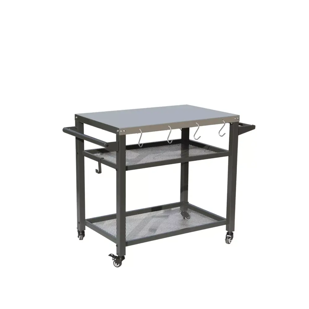 3-Shelf Outdoor Grill Table. Movable Grill Cart. Outdoor Food Prep and Pizza Oven Table. Cooking Station with Stainless Steel Tabletop. for Blackstone Griddle