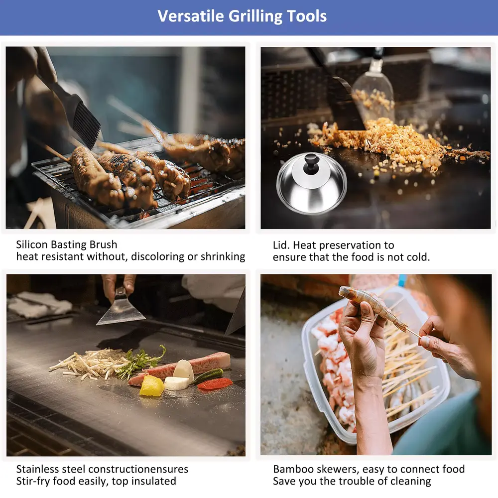 Grill Tools. Camping BBQ Accessories. Professional Grill Utensils Set for Camping/Backyard Barbecue. Stainless Steel Grilling Tools with Storage Bag. Thermometer.235 Pcs - Image 4