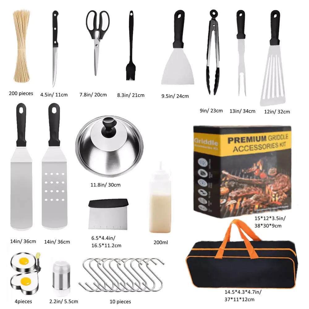 Grill Tools. Camping BBQ Accessories. Professional Grill Utensils Set for Camping/Backyard Barbecue. Stainless Steel Grilling Tools with Storage Bag. Thermometer.235 Pcs - Image 2