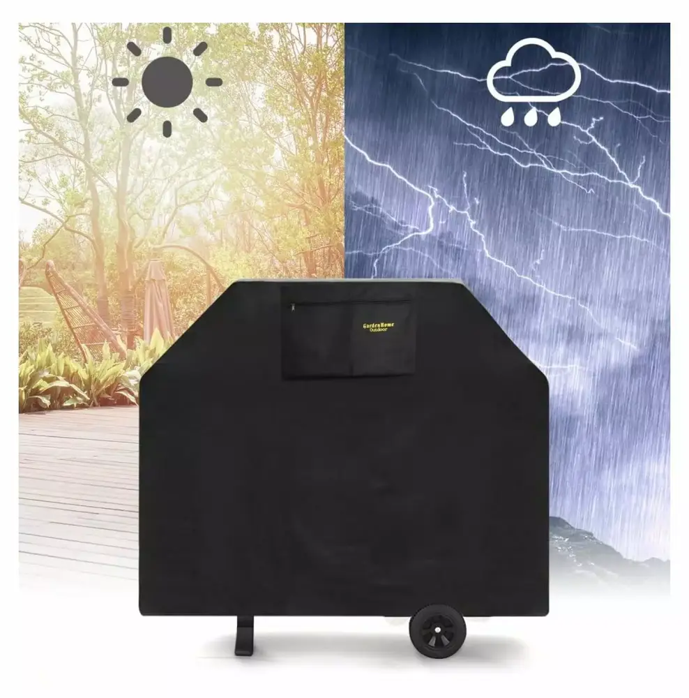 Home 64 Inches Burner Gas Grill Cover Heavy Duty Fits Most Brands of Grill - 600D Waterproof BBQ Grill Cover + Storage Bag(UV & Dust & Water Resistant. Weather Resistant. Rip Resistant)Black - Image 3