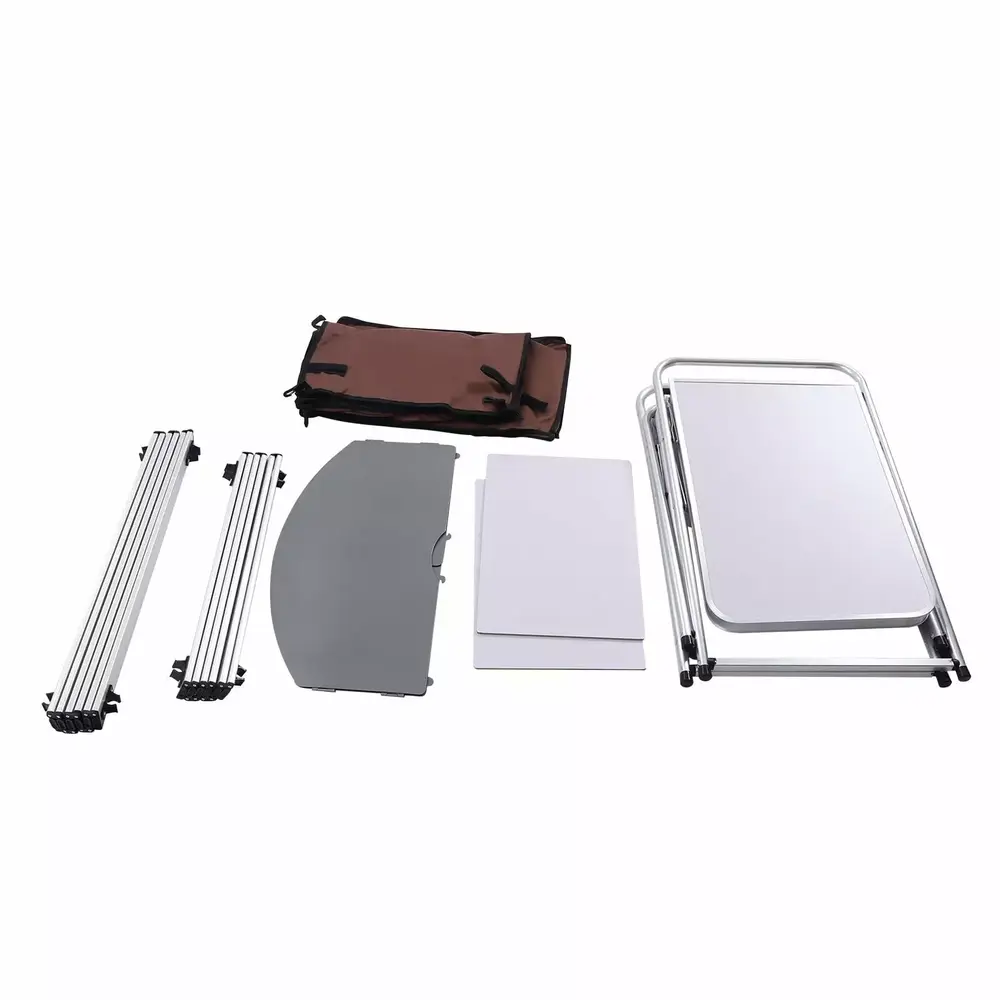 Folding Cooking Table. Outdoor Portable Grill Table. Camping Kitchen Station with Storage Organizer. Windscreen. 2 Side Tables for BBQ Grill Picnics Party - Image 6