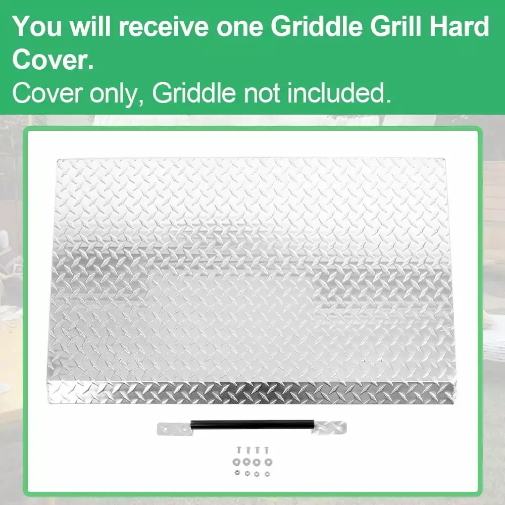 Kojem Blackstone 36 inch Griddle Cover Hard Lid Silver Waterproof Aluminum Diamond Plate 36 for Charbroil Camp Chef Outdoor Barbecue with Heatproof Handle - Image 5