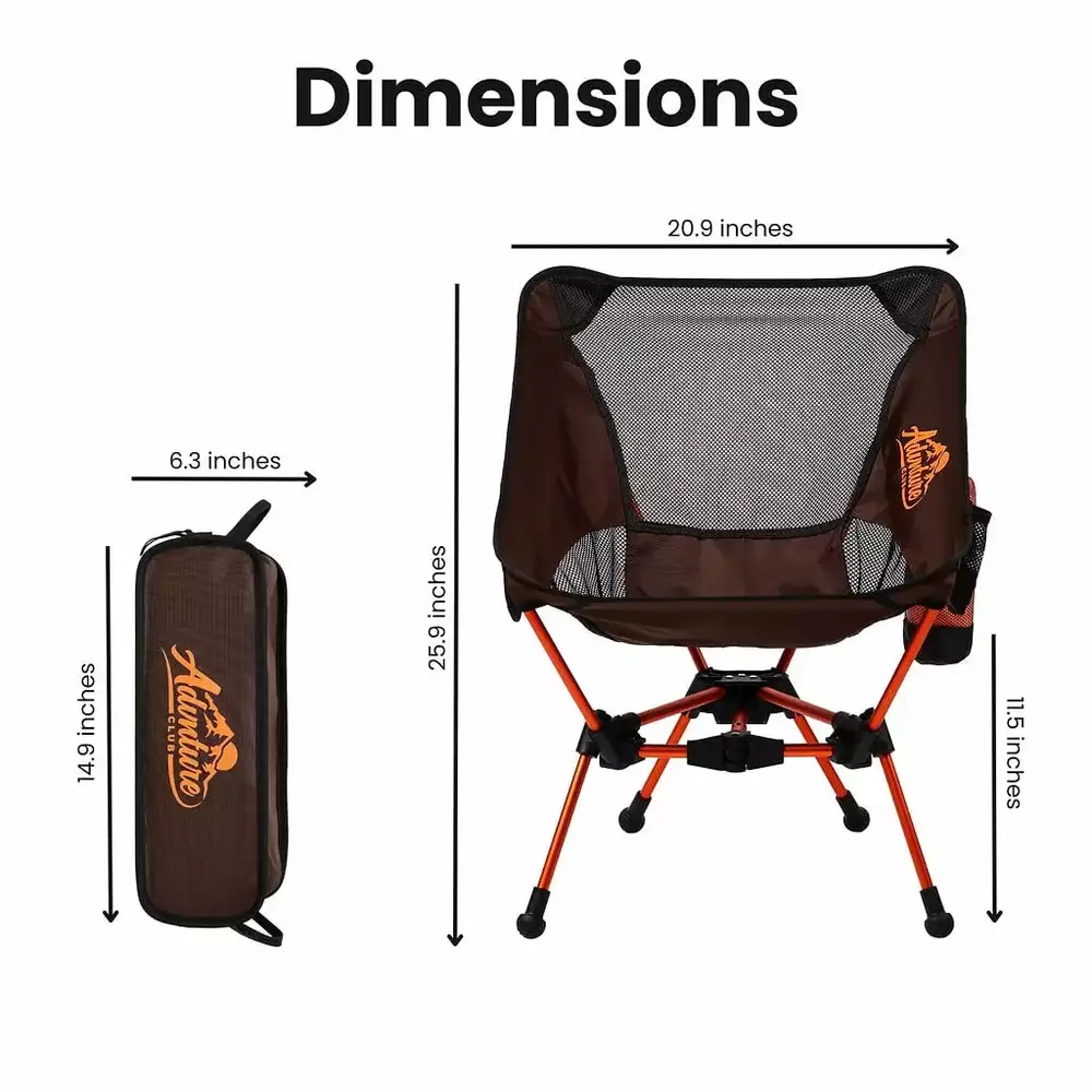 Advnture Club Backpack Chair with 3 Quick Dry towels- Compact & Lightweight Backpacking Chair- Breathable Mesh. Aluminum Alloy Frame. Multi-Purpose Loops & Pockets- Ideal for Outdoor Adventure - Image 3