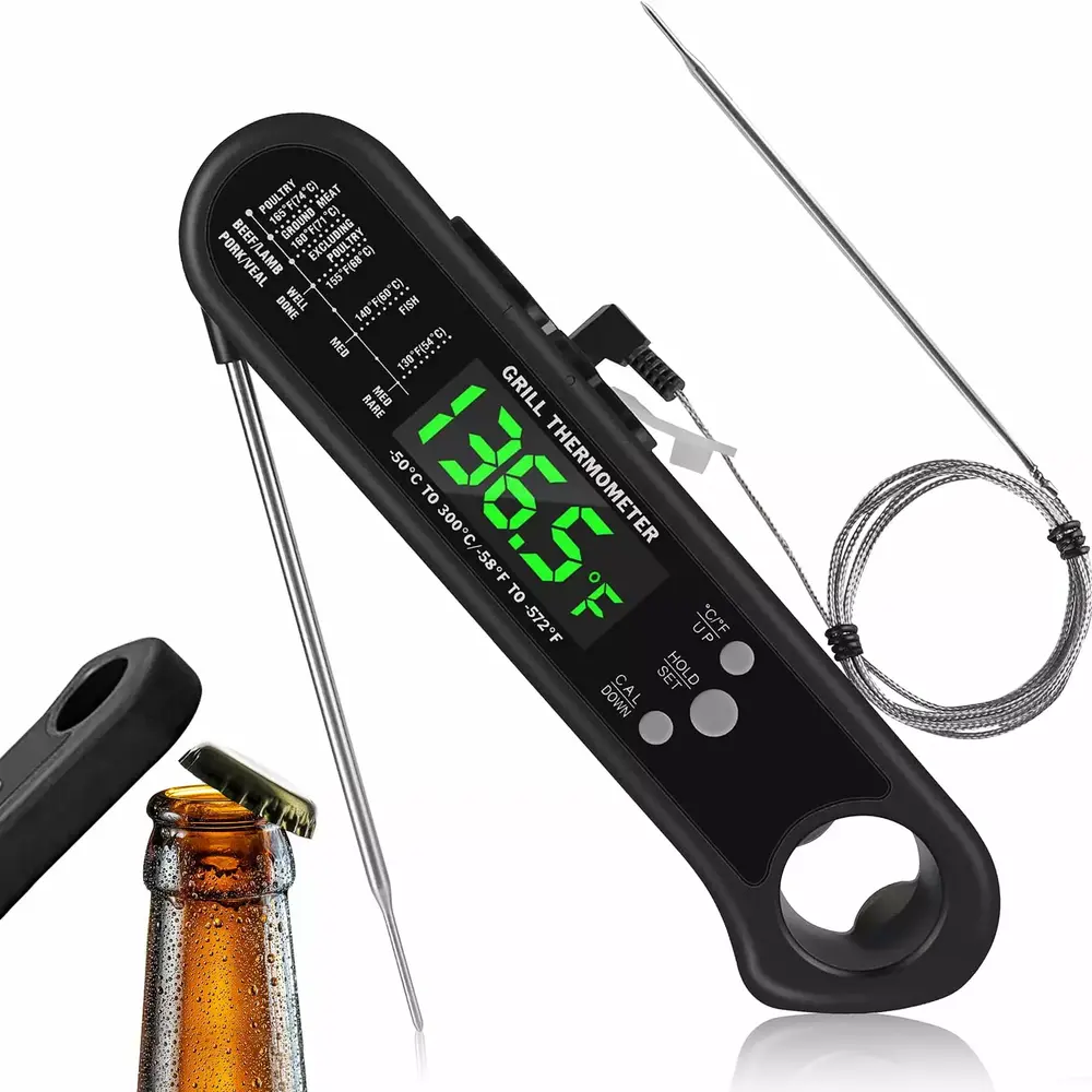 ADORAMOUR Digital Meat Thermometer with Probe. Instant Read Digital Food Thermometer for Kitchen. Outdoor Grilling and Baking