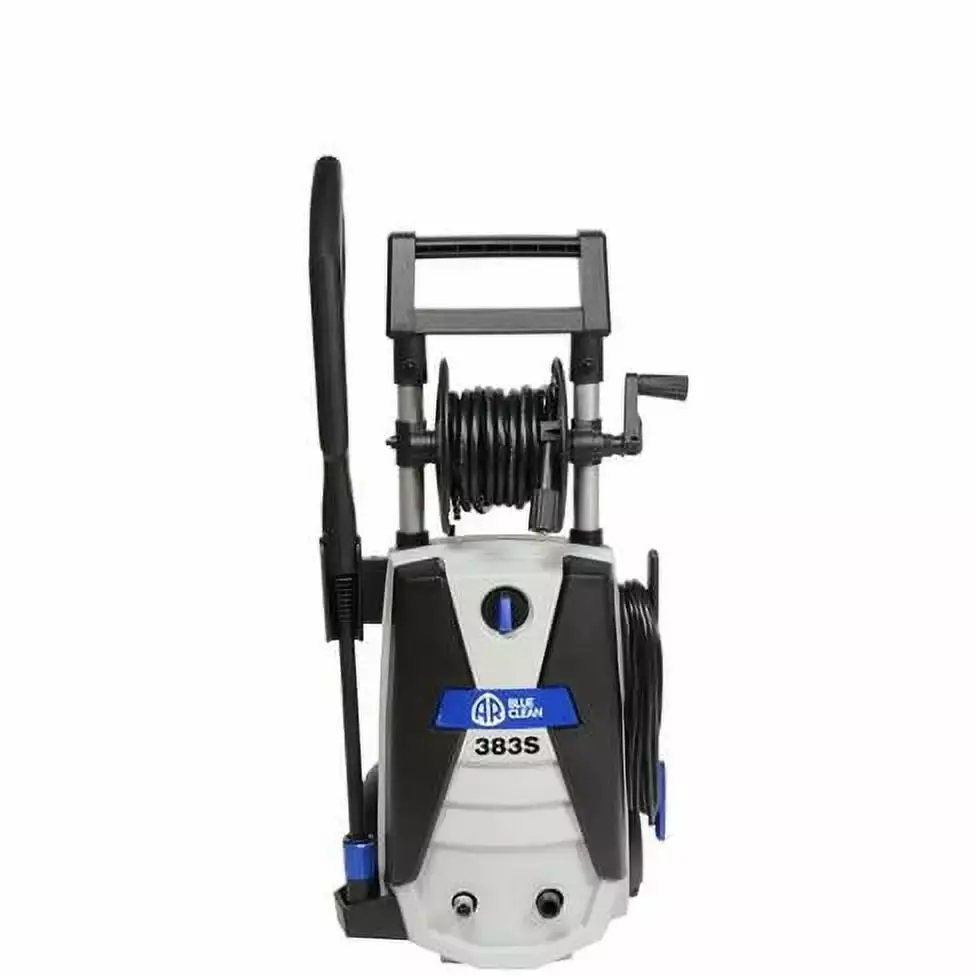 AR Blue Clean 1800 PSI Electric Pressure Washer. Spray Gun. Hi-Lo Spray Lance Nozzle. 20 Foot High-Pressure Soft PU Hose. 35 Foot Power Cord. 28 oz Detergent Tank. Garden Hose adapter. AR383S