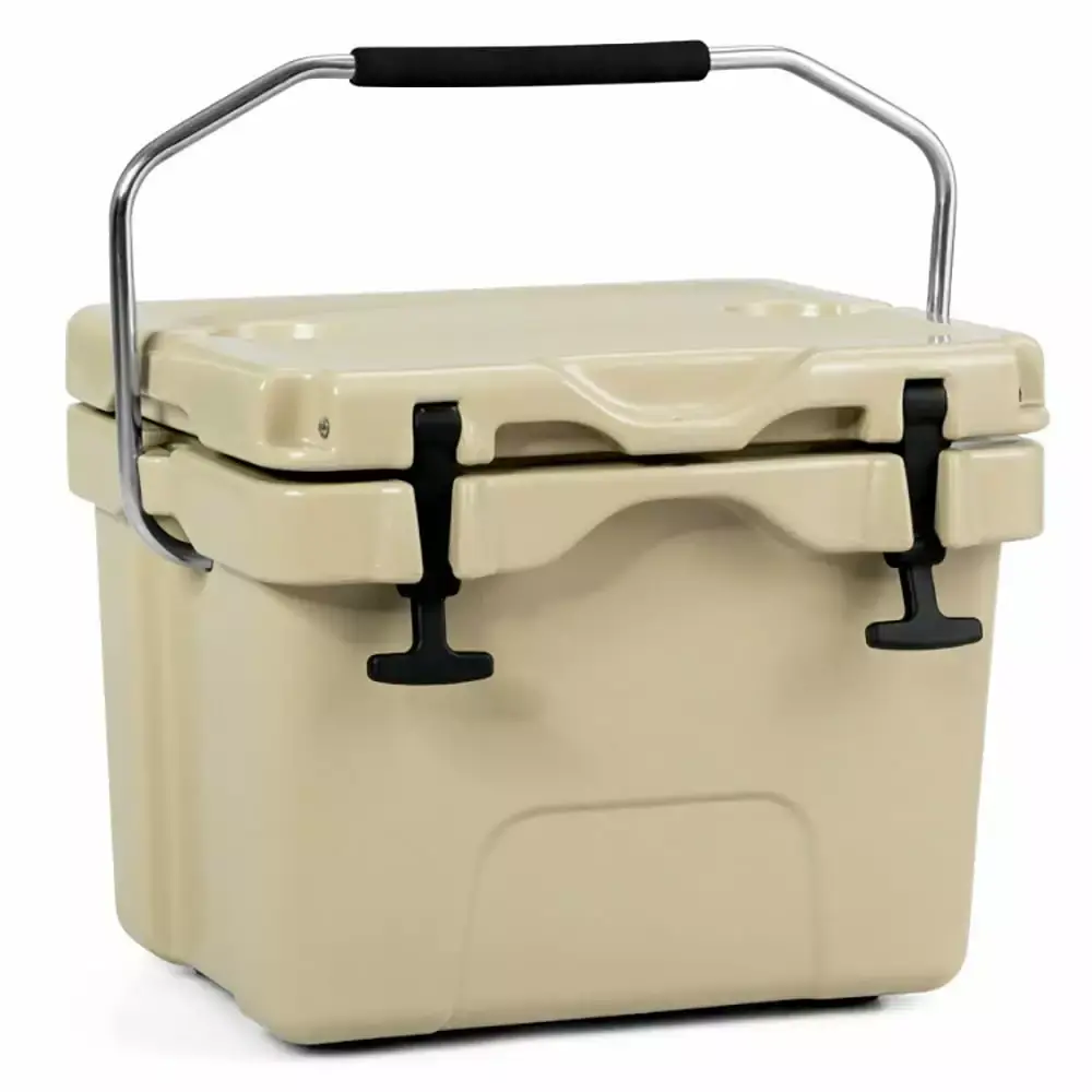 Aimee Lii 16 Quart 24-Can Capacity Portable Insulated Ice Cooler with 2 Cup Holders. Travel Cooler. Outdoor Picnic Camping Equipment. Khaki