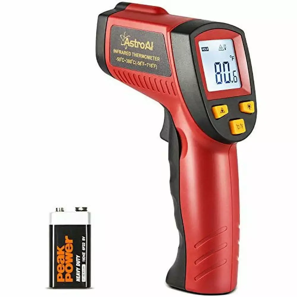 AstroAI Digital Infrared Thermometer 380. Laser Temperature Gun. LCD Screen -58F ~ 716F / -50C ~ 380C for Cooking/BBQ/Meat. Red. for Gifts