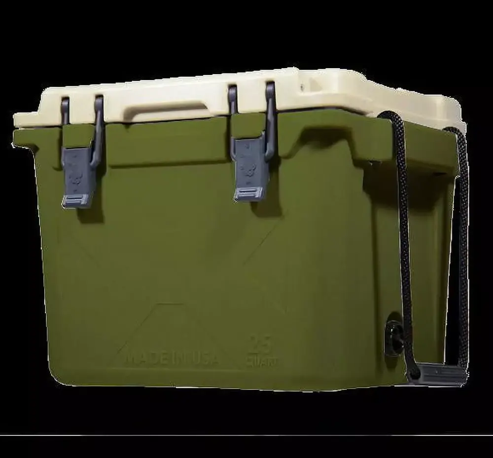 BISON COOLERS 25 Quart Small Rotomolded Cooler Box with Hard Shell. Lid and Liner | Long Lasting Ice Chest with Double Insulated Walls | Includes 5 Year Warranty | Made in The USA