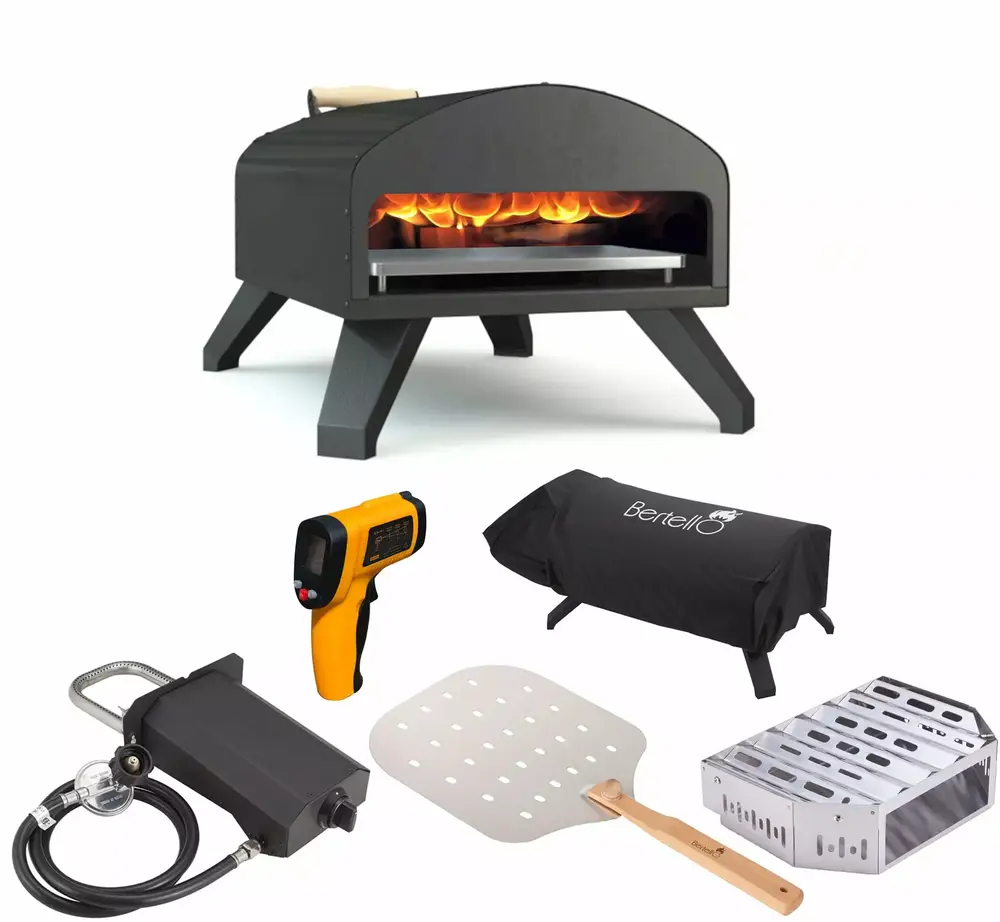 Bertello Outdoor Pizza Oven Everything Bundle - Gas. Wood & Charcoal Fired Simultaneously - Outdoor Pizza Oven. Travel-friendly Pizza Oven AS SEEN ON SHARK TANK - PATENTED