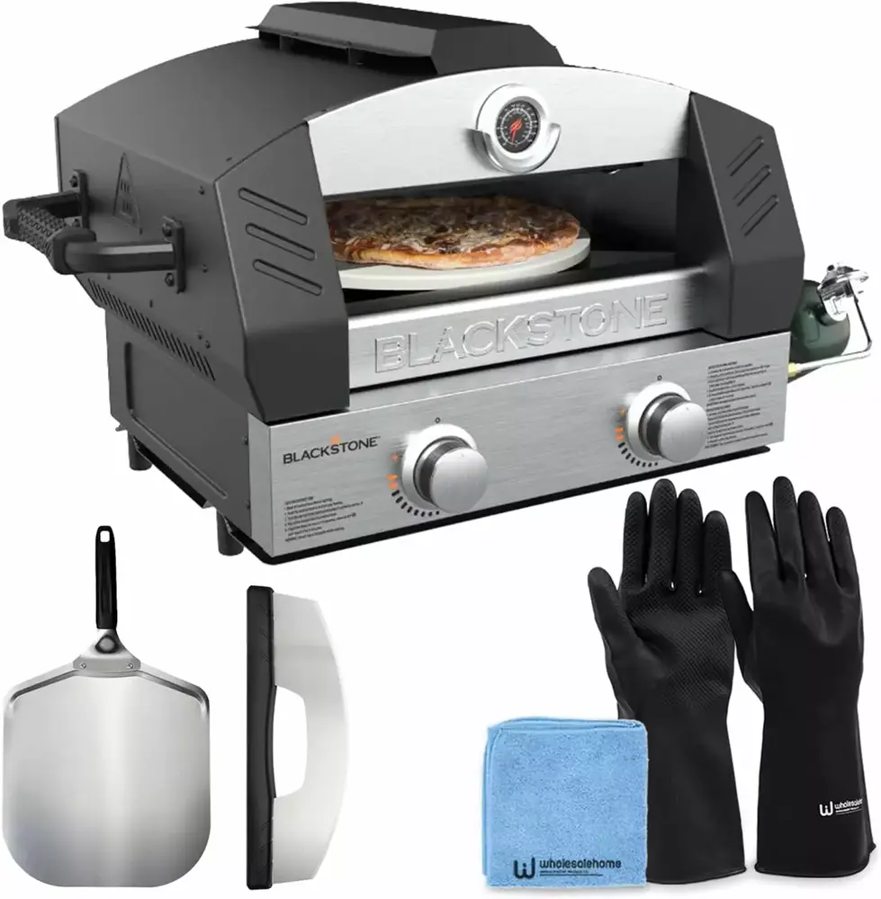 Blackstone Pizza Oven Outdoor. Travel-friendly Propane Pizza Oven with Pizza Peel. Pizza Cutter. and Wholesalehome Gloves and Cloth