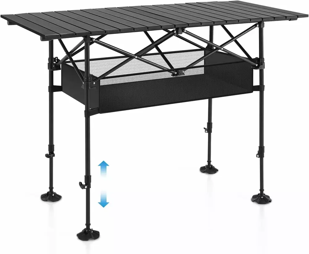 Camping Table Folding Outdoor Table with Adjustable Height. Large Storage Bag and Carrying Bag. Portable Aluminum Table for Indoor & Outdoor Picnic BBQ Backyards Beach