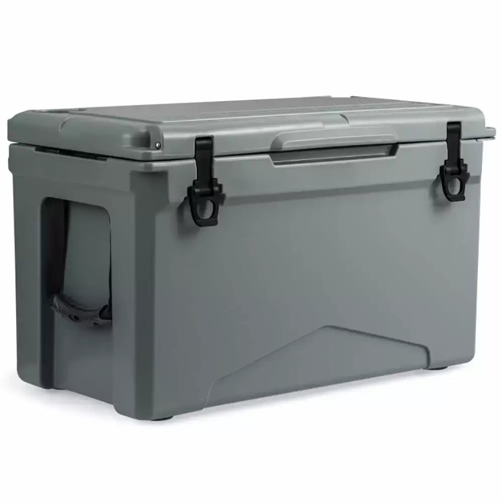 Canddidliike 50 QT Rotomolded Cooler Insulated Portable Ice Chest with Integrated Cup Holders-Gray. Heavy Duty Ice Chest. Camping Cooler for Beach Boat Fishing Hunting