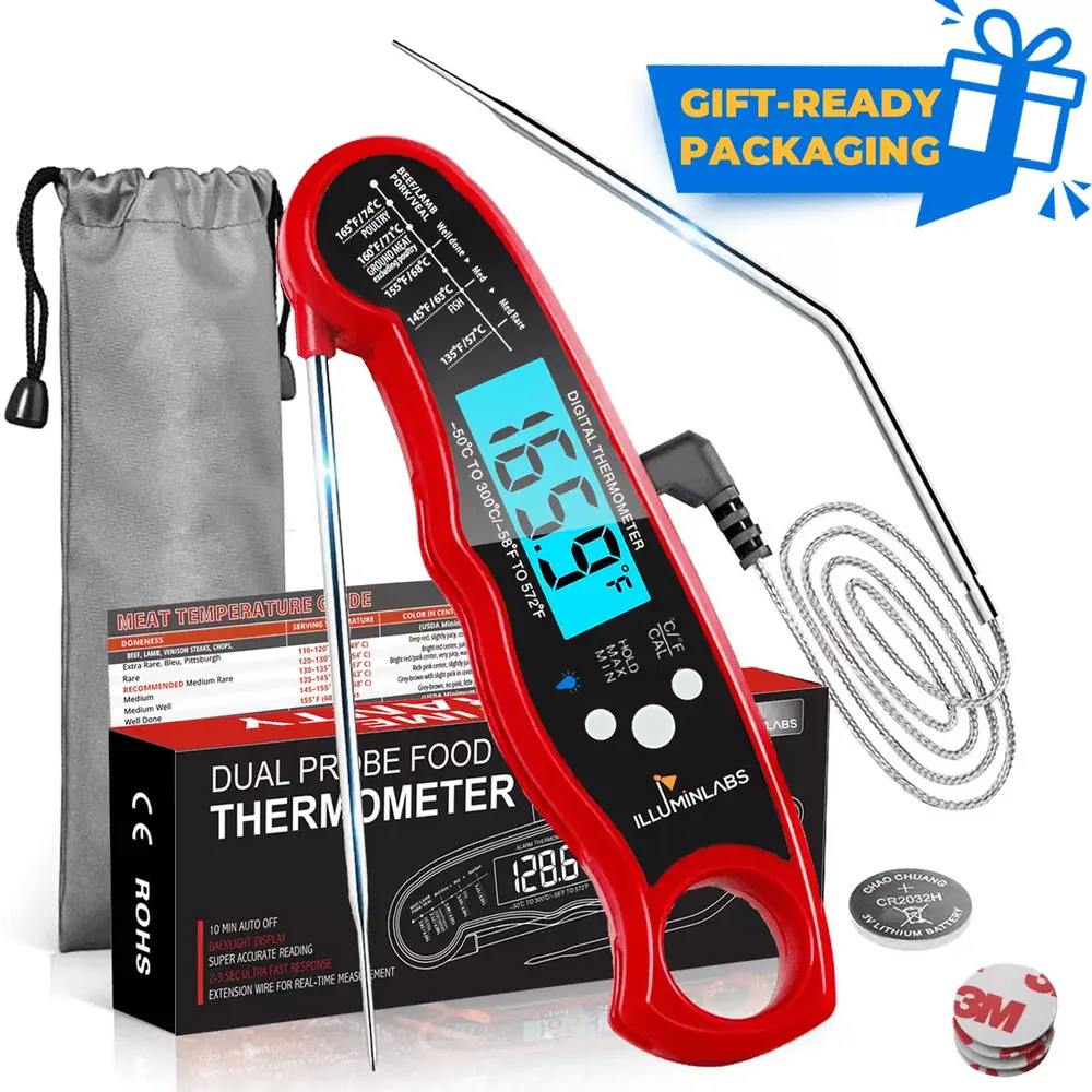 ComfiTime Dual Probe Meat Thermometer - Digital Food Thermometer with Alarm. for Cooking. Candy. Oven. Grill and Deep Fry. Accurate Instant Read or Stay-in-Oven Kitchen Thermometer. Pre-Calibrated