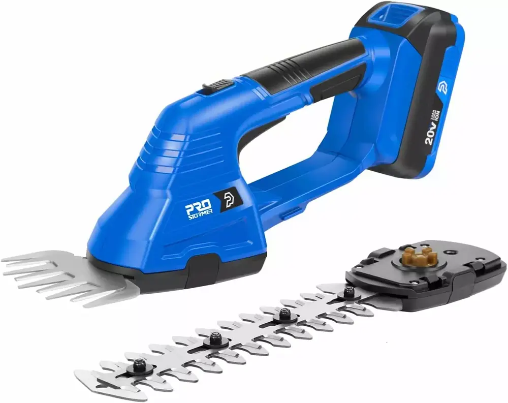 Cordless Grass Shears & Shrub Hedge Trimmer. 2 in 1 Electric Handhled Hedge Clippers 20V Grass Cutter Trimmer with Rechargeable Lithium-Ion Battery and Charger. Plastic Cover Included