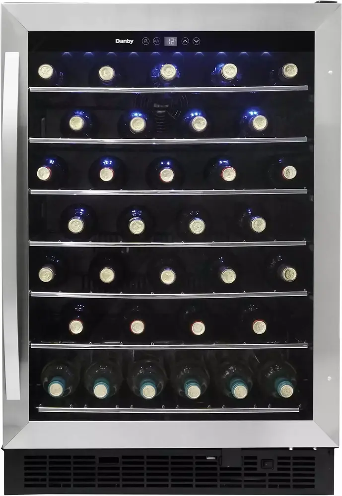 Danby DWC057A1BSS 5.7 Cu. ft. Built-In Beverage Center. Holds 60 Bottles. Single Zone Under Counter Wine Fridge in Stainless Steel