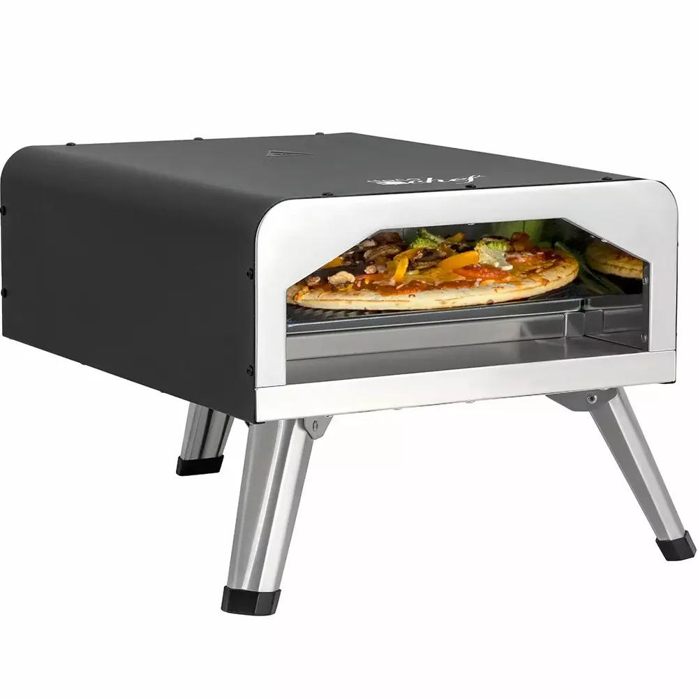 Deco Chef 1800W Electric Pizza Oven with 13-Inch 2-in-1 Pizza Stone and Grill. Double Wall Stainless Steel and Dual Heating Elements. Black