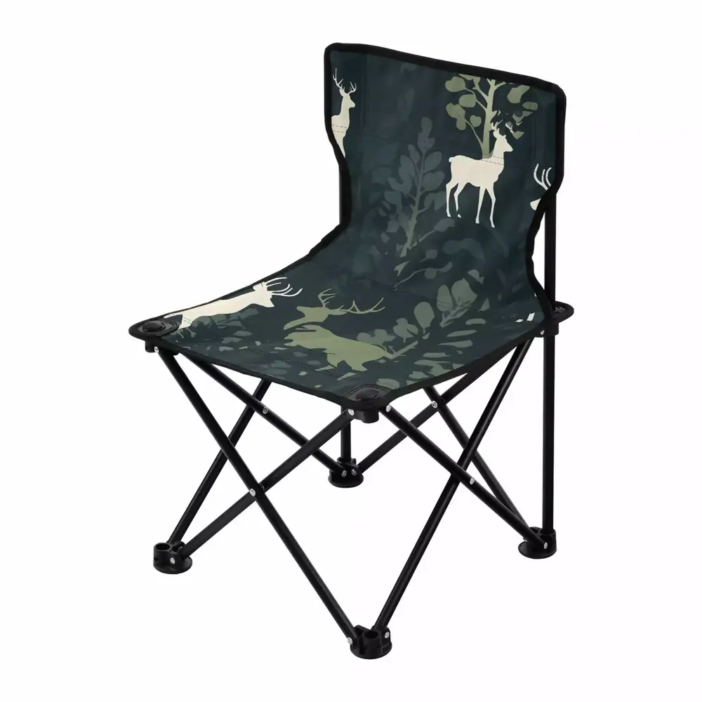 Deers in Forest Portable Camping Chair Small for Kids Outdoor Folding Beach Chair Fishing Chair Lawn Chair with Carry Bag