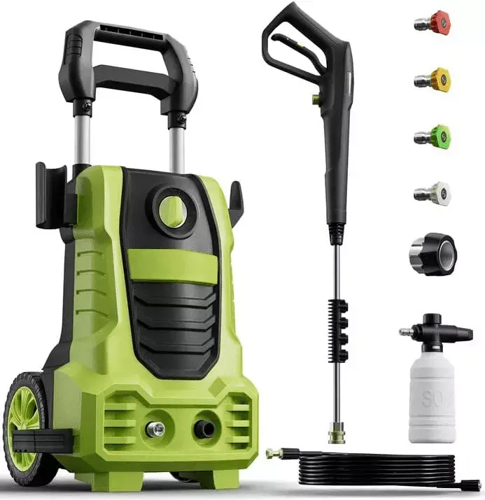 Electric Pressure Washer. 2030 PSI Pressure Cleaner with Upgraded Swivel Joint .4 Nozzles Tips 26 FT Hose for Car. Patios. Fences-Green