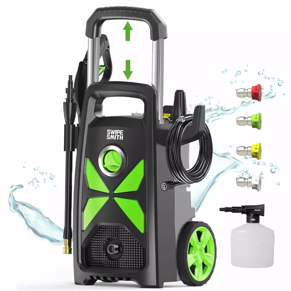 Electric Pressure Washer. 2500 Max PSI 2.4 GPM Power Washer with Telescopic Handle. Car Wash Machine with 4 Quick Connect Nozzles. Foam Cannon. for Cars. Patios. and Floor Cleaning