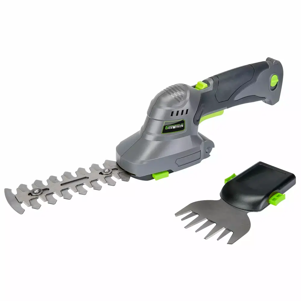 Genesis Cordless Grass Shear & Shrubbery Trimmer - 2 in 1 Handheld Hedge Trimmer 8V Electric Grass Trimmer Hedge Shears/Grass Cutter. Rechargeable Battery. and Charger Included (GLGT08B)