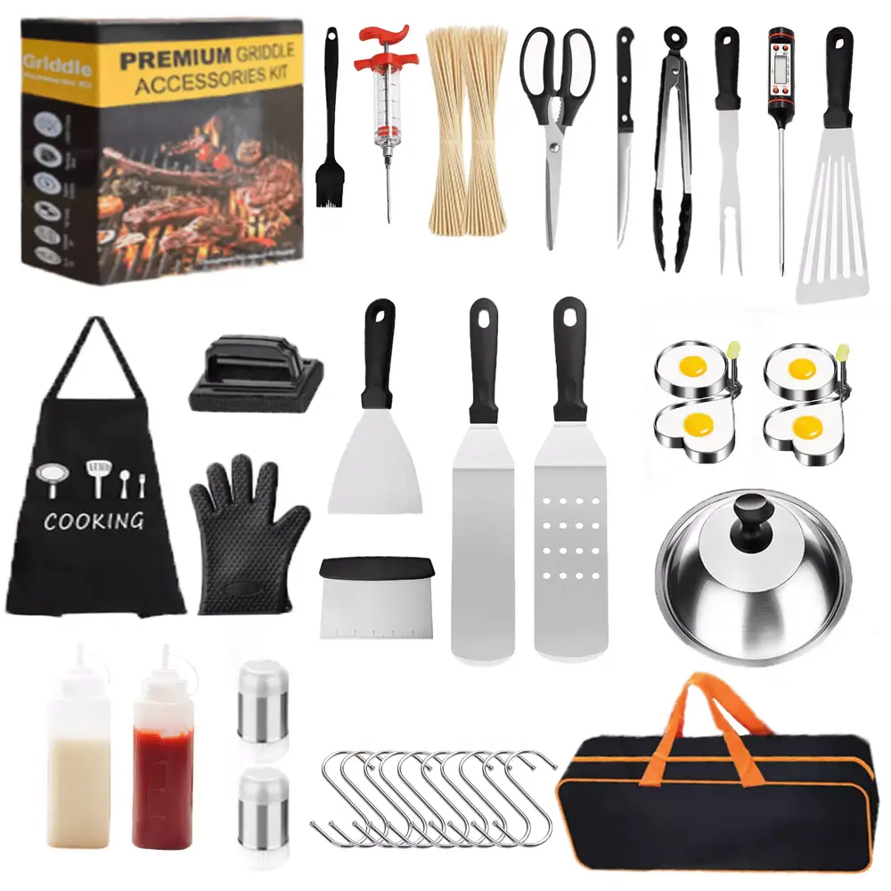 Grill Tools. Camping BBQ Accessories. Professional Grill Utensils Set for Camping/Backyard Barbecue. Stainless Steel Grilling Tools with Storage Bag. Thermometer.235 Pcs