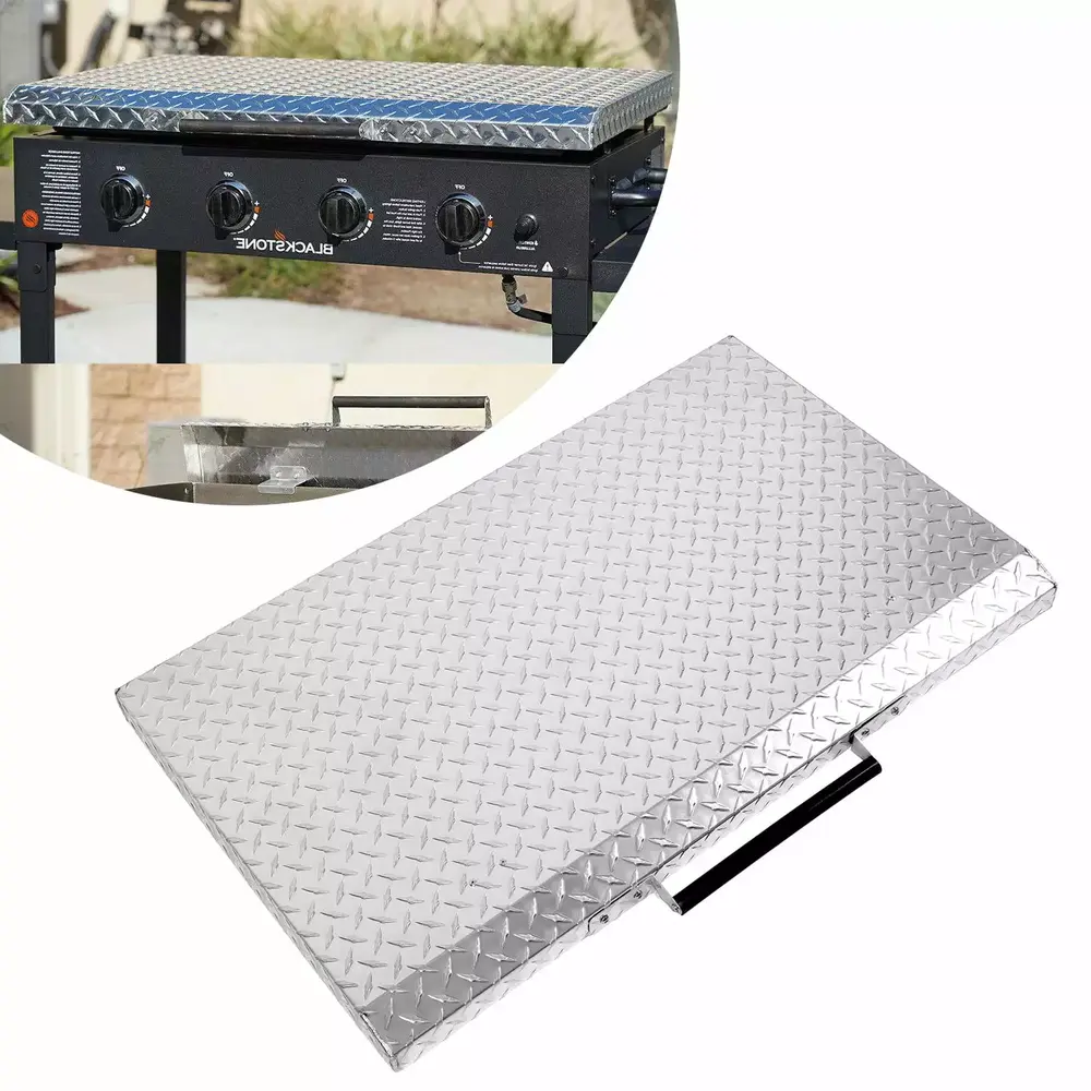 HECASA 36 Griddle Cover Hard Lid with Heatproof Steel Handle Light Aluminum Diamond Plate for Outdoor BBQ 36 inch Blackstone Camp Chef Flat Top Griddle Guard Hard Lid