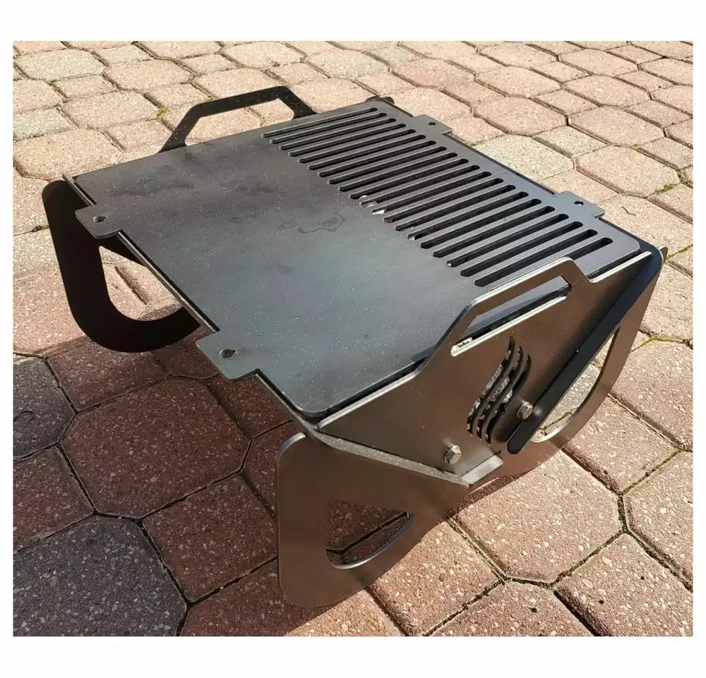 Hunsaker Collapsible Camping Grill & - Made in USA Travel-friendly Outdoor Cooking & Encounter - Foldable Design for Easy Transport. Built with Heavy Duty 11 Gauge Steel