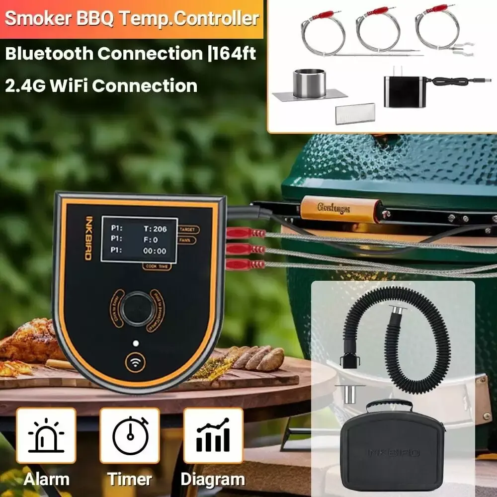 INKBIRD BBQ Temperature Controller Bluetooth App Control.Wireless Automatic Food Thermometer.Free Modifyer and Carry-All Case.ISC-007BW