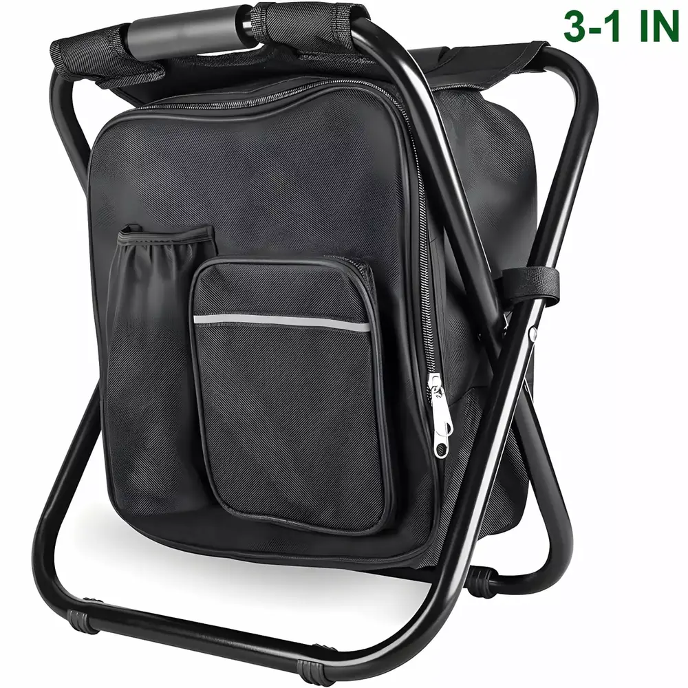KAMIDA Backpack Camping Chairs.Folding Stool.Portable Fishing Chairs.400 LBS Max Load Portable Lightweight Stool for Adult and Kids - Black