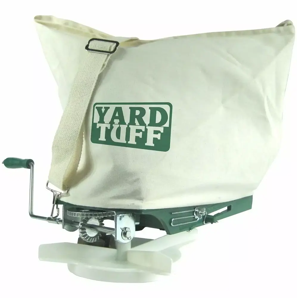 Lwory YTF-25SS Outdoor Lawn Garden Shoulder Spreader with Canvas Bag and Shoulder Strap for Grass Seed. Fertilizer. and More. 25 Pounds