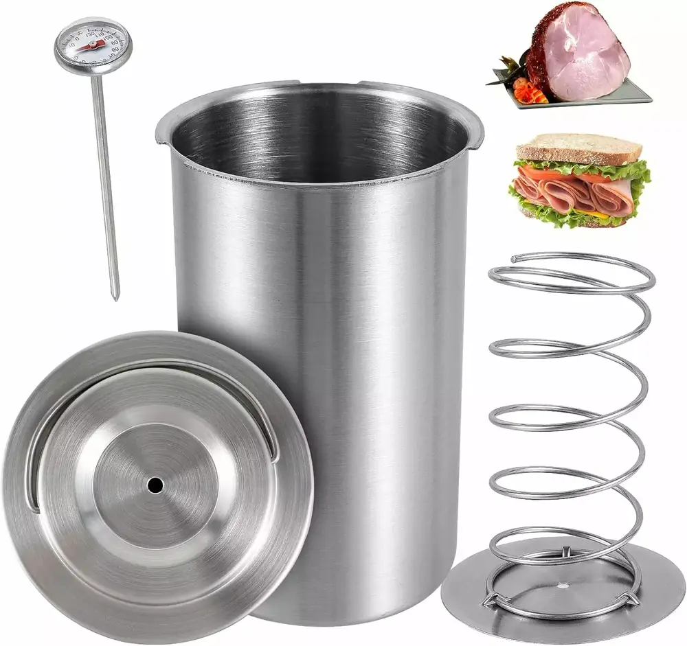 Meat Press Cooker 304 Stainless Steel Ham Maker Meat Press Cooker. Multifunctional Round Shape Homemade Deli Meat Press Marker Machine. for Making Healthy Homemade Deli Meat