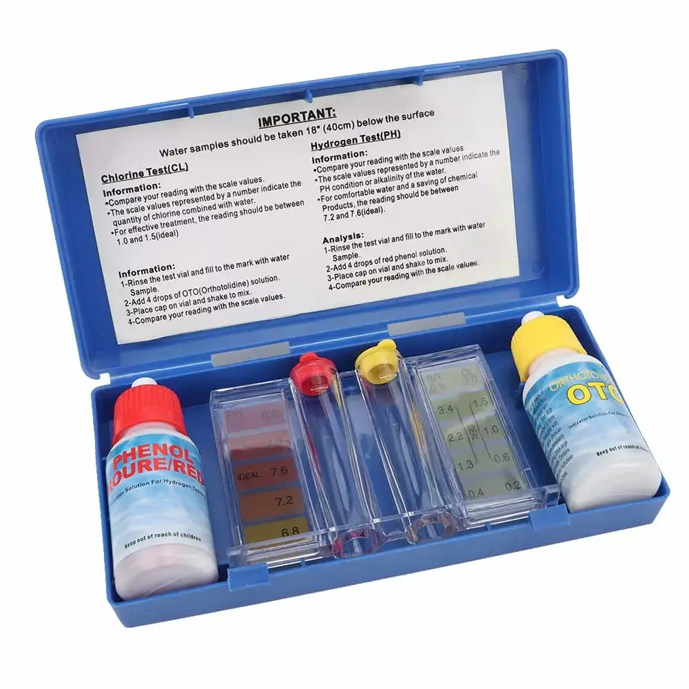 PH Chlorine Testing Test Box Accessories Water Quality Test Box. Pool PH Test Kit. PH Testing Box For Swimming Pool Hot Tub