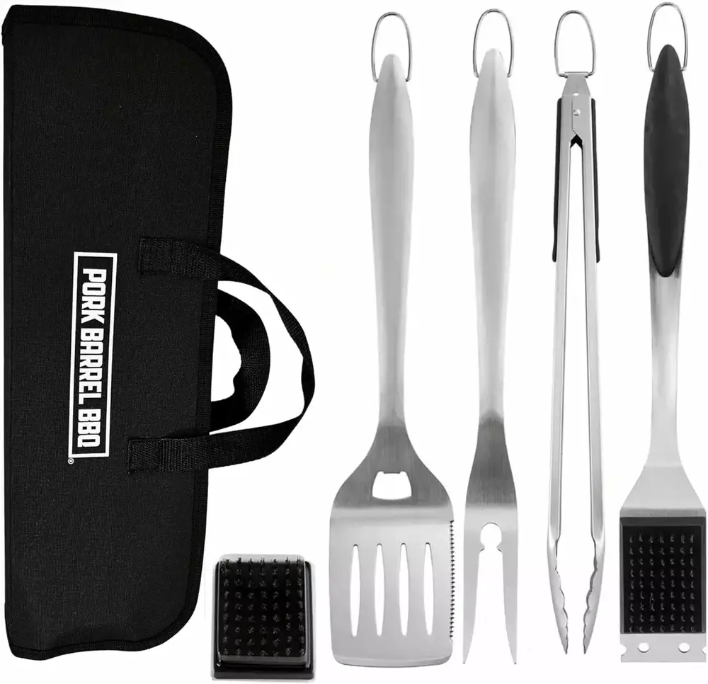 Pork Barrel BBQ Tool Set Grill Kit - Luxury Stainless Steel BBQ Grill Accessories. Grilling Tools & BBQ Accessories for Outdoor Grill - Perfect BBQ Tools and Grilling Gifts for Men