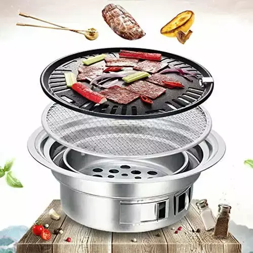 Travel-friendly Japanese Korean Style BBQ Table Grill Barbecue Stove Cooker Stainless Steel Charcoal BBQ Grill Outdoor Stove Cooker Camping Fit 1-5 people