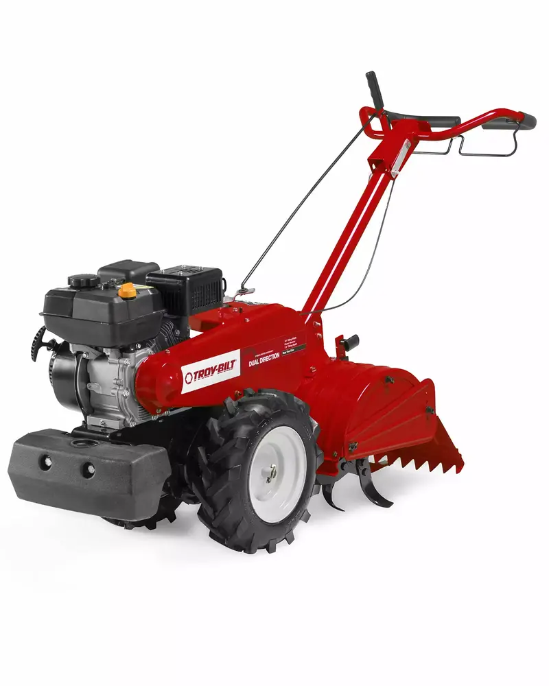 Pre-Owned Mustang 18 in. 208 cc Gas OHV Engine Rear-Tine Tiller With Forward-Rotating and Counter-Rotating Tilling Options (Fair)