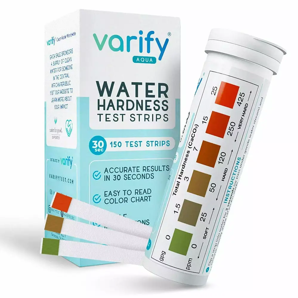Premium Water Hardness Test Kit | Fast and Accurate Hard Water Quality Testing Strips for Water Softener Dishwasher Well Spa Pool. etc. | 0-425 ppm - 150 Strips | Calcium and Magnesium Total Hardness