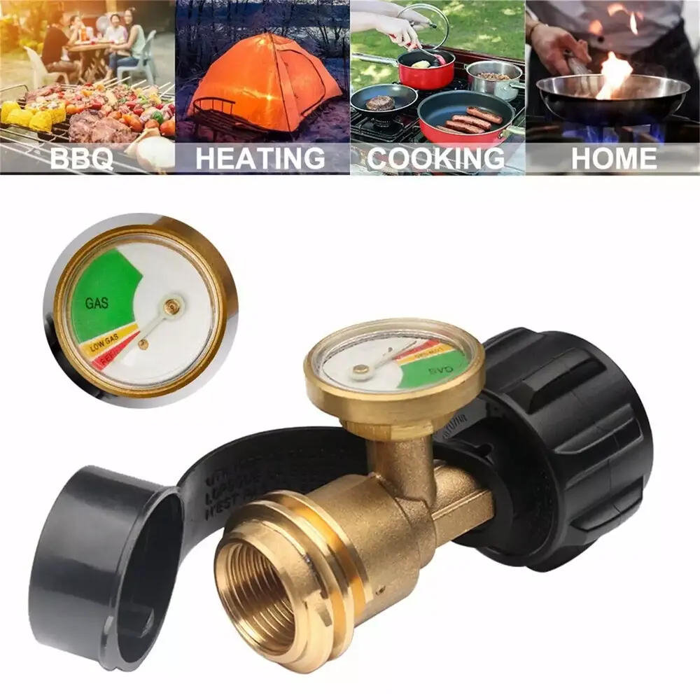Propane Tank Gauge Level Indicator Leak Detector Gas Pressure Meter Universal for RV Camper.Cylinder.BBQ Gas Grill.Heater and More Appliances-Type 1 Connection