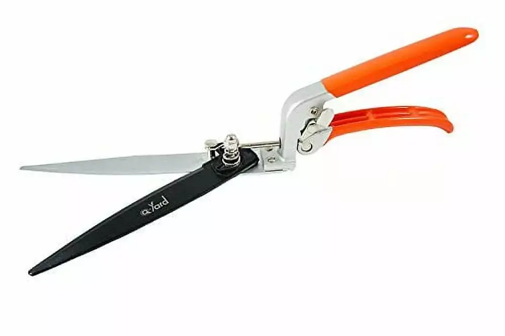 Q-yard QY-741F Flower Bed and Grass Shear - Extra Sharp Garden Hand Pruners. Easier Cutting. Cozy Ergonomic. Less Effort - Gardening Scissors for Men & Women . Orange