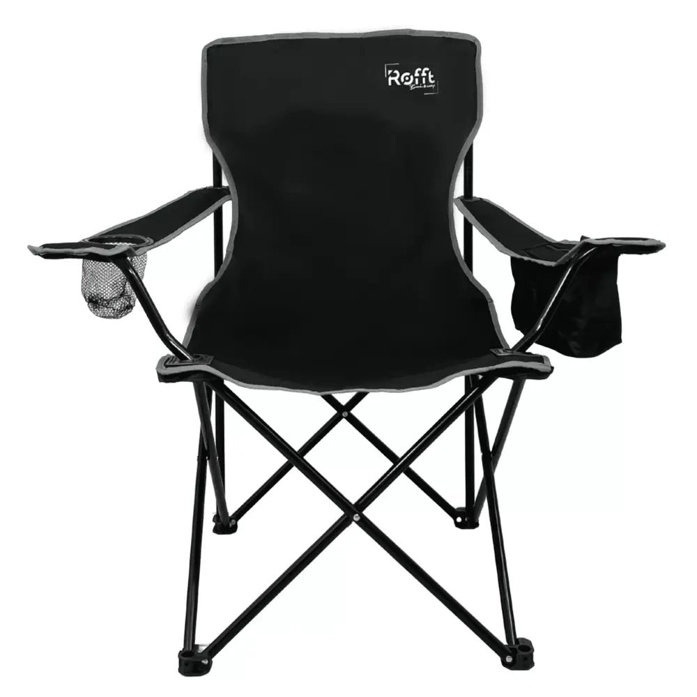 ROFFT Portable Camping Chair with Can Cooler. Fully Seat and Back with Side cooler Pocket and Cup Holder. Carry Bag Included. Collapsible Chair for Camping. events. Beach. and Sports