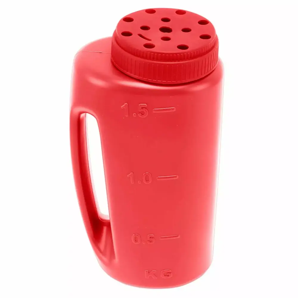 Red Handheld Fertilizer and Seed Spreader - Long-lasting ABS. Multi-Use. 19x12.5cm. Featherweight. Perfect for Garden. Animal Feed. and Walkway Care